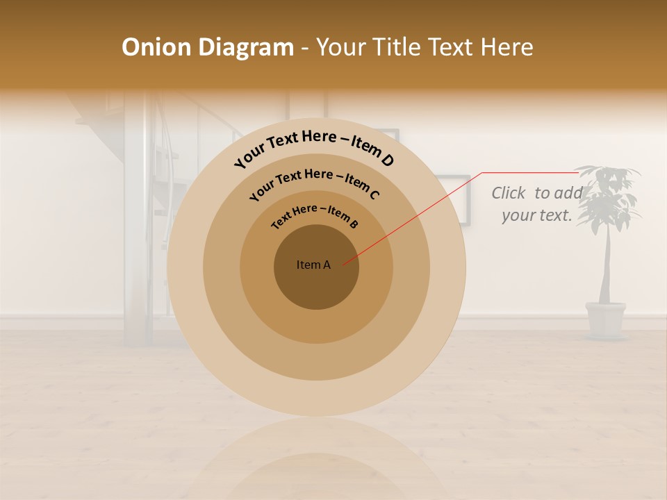 A Room With A Spiral Staircase And A Potted Plant PowerPoint Template