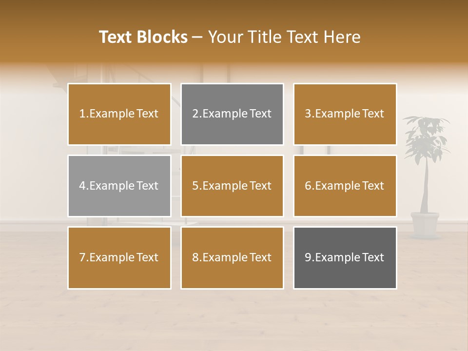 A Room With A Spiral Staircase And A Potted Plant PowerPoint Template