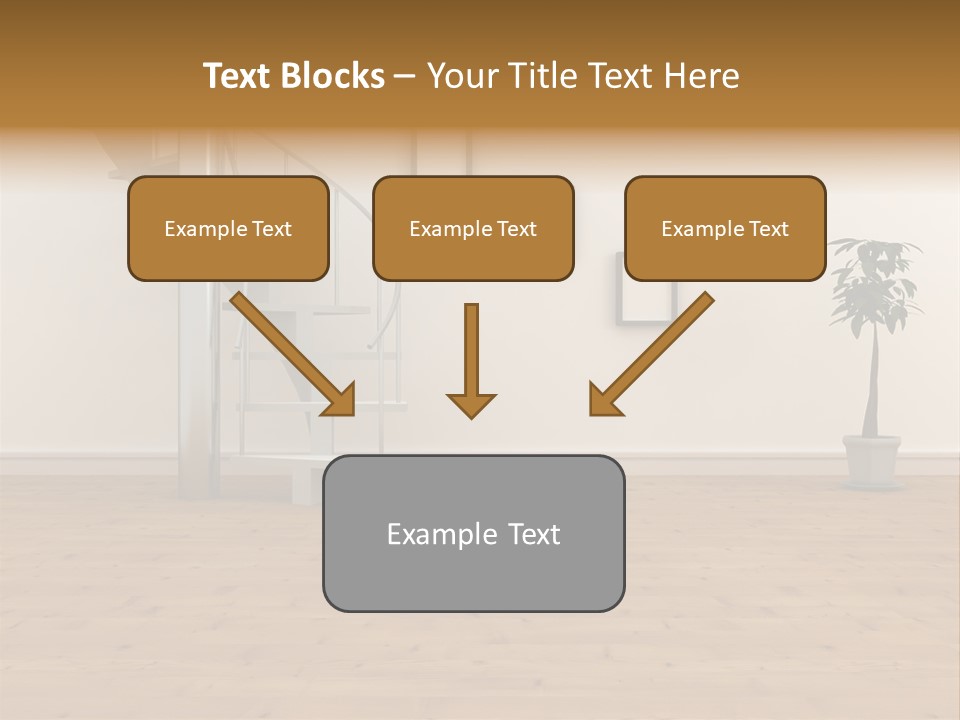 A Room With A Spiral Staircase And A Potted Plant PowerPoint Template