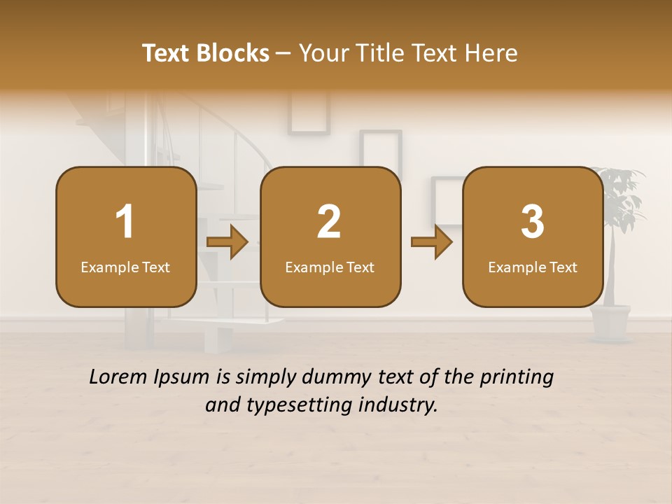 A Room With A Spiral Staircase And A Potted Plant PowerPoint Template