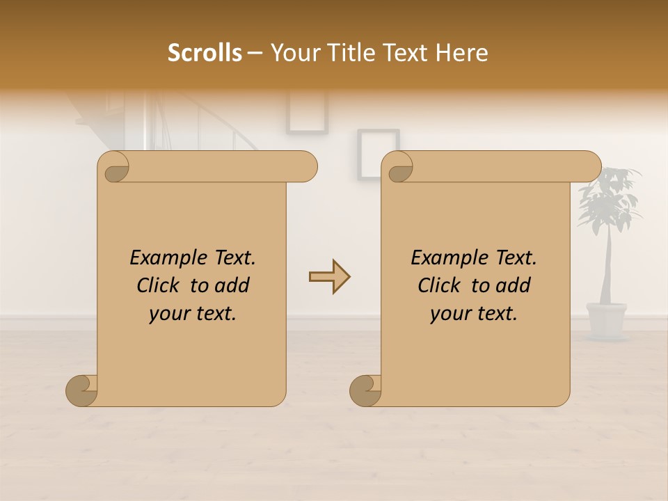 A Room With A Spiral Staircase And A Potted Plant PowerPoint Template