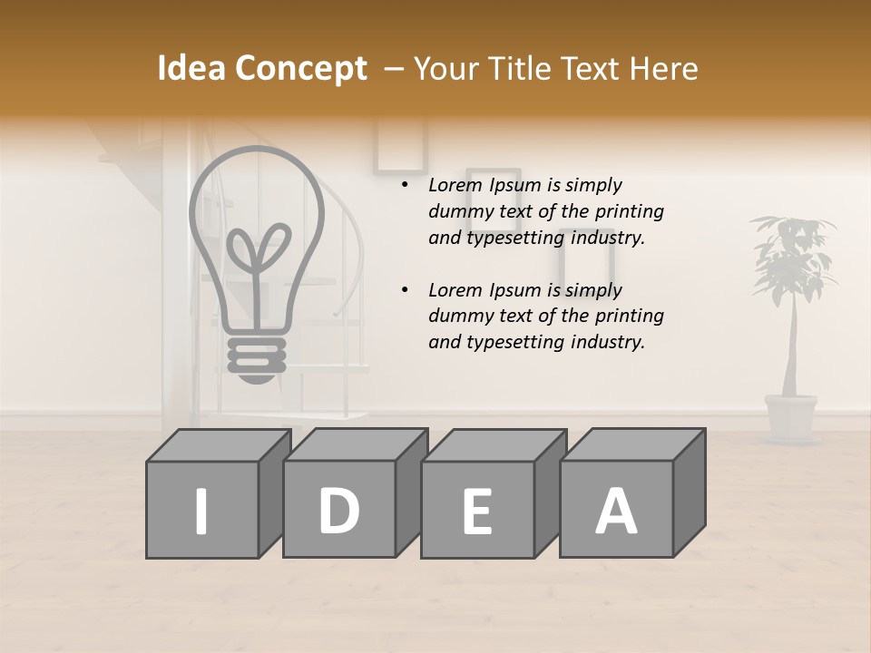 A Room With A Spiral Staircase And A Potted Plant PowerPoint Template