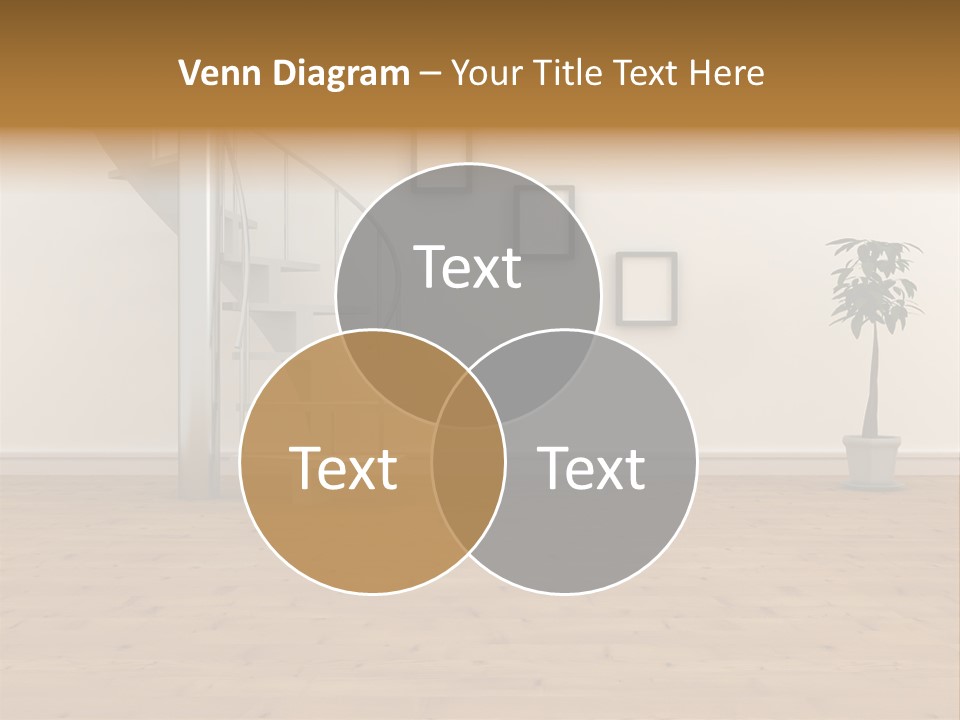 A Room With A Spiral Staircase And A Potted Plant PowerPoint Template