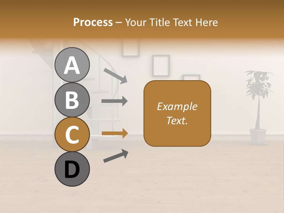 A Room With A Spiral Staircase And A Potted Plant PowerPoint Template