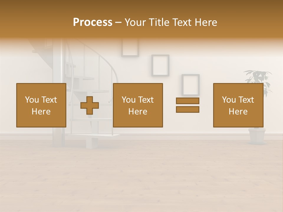 A Room With A Spiral Staircase And A Potted Plant PowerPoint Template