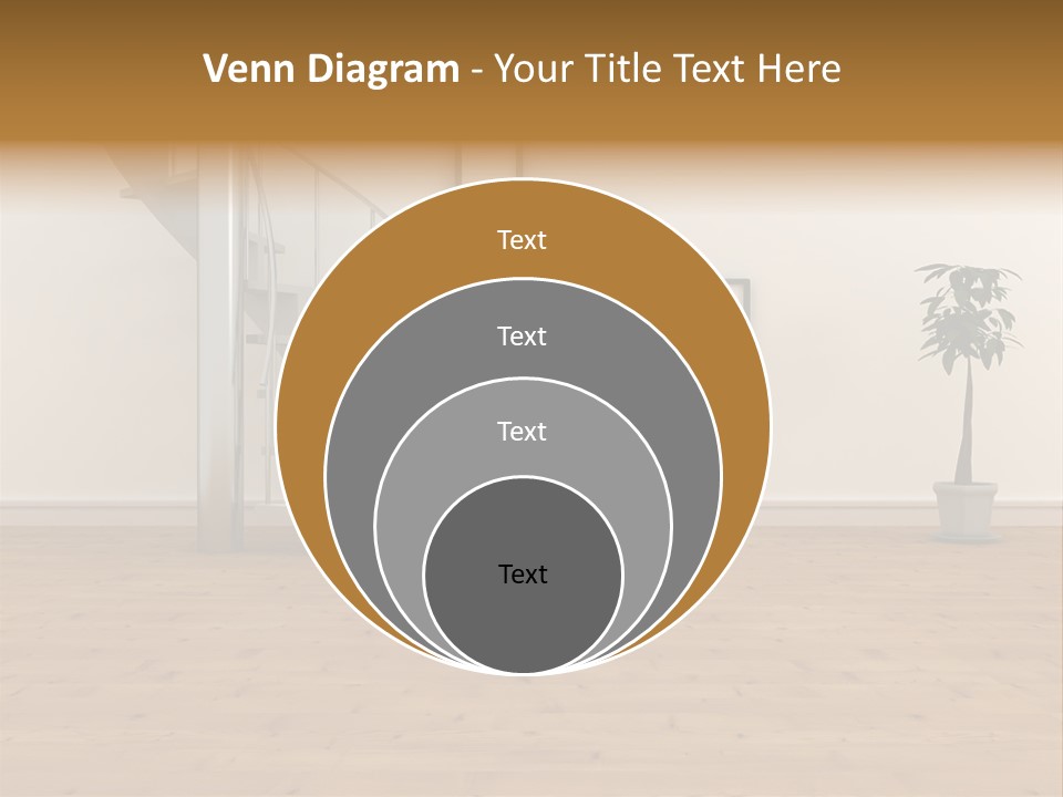 A Room With A Spiral Staircase And A Potted Plant PowerPoint Template