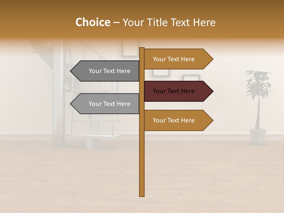 A Room With A Spiral Staircase And A Potted Plant PowerPoint Template