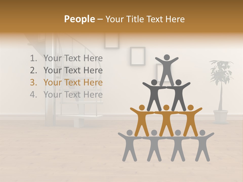 A Room With A Spiral Staircase And A Potted Plant PowerPoint Template