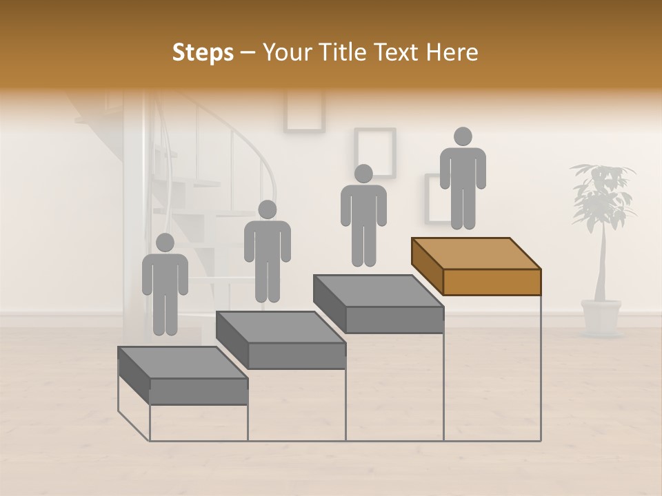 A Room With A Spiral Staircase And A Potted Plant PowerPoint Template