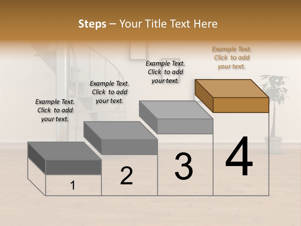 A Room With A Spiral Staircase And A Potted Plant PowerPoint Template