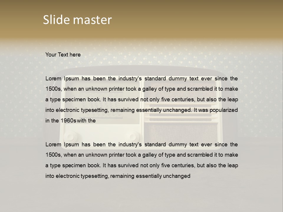 An Old Radio Sitting On Top Of A Table PowerPoint Template