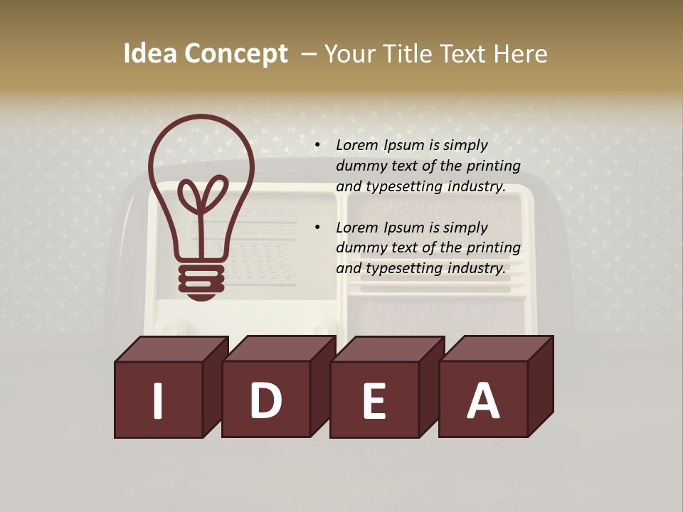 An Old Radio Sitting On Top Of A Table PowerPoint Template