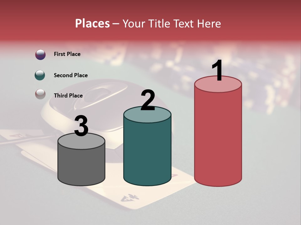 A Computer Mouse Sitting On Top Of A Pile Of Cards PowerPoint Template