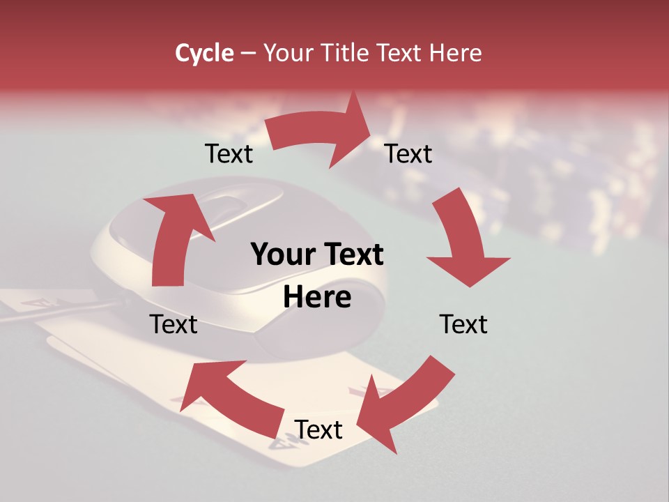 A Computer Mouse Sitting On Top Of A Pile Of Cards PowerPoint Template