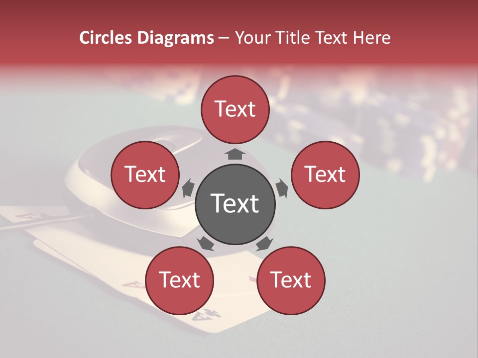 A Computer Mouse Sitting On Top Of A Pile Of Cards PowerPoint Template