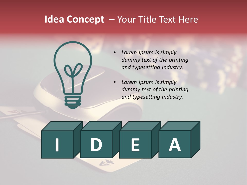 A Computer Mouse Sitting On Top Of A Pile Of Cards PowerPoint Template