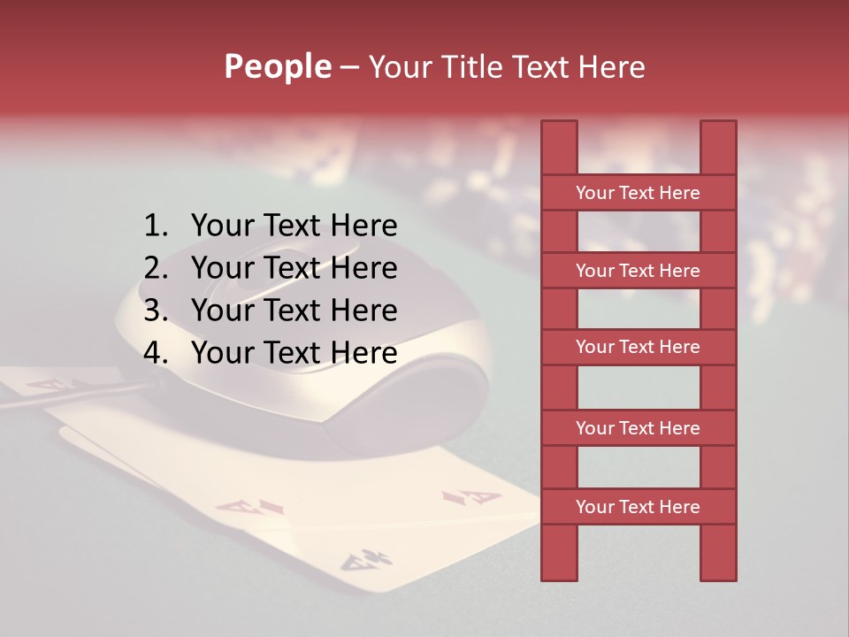 A Computer Mouse Sitting On Top Of A Pile Of Cards PowerPoint Template