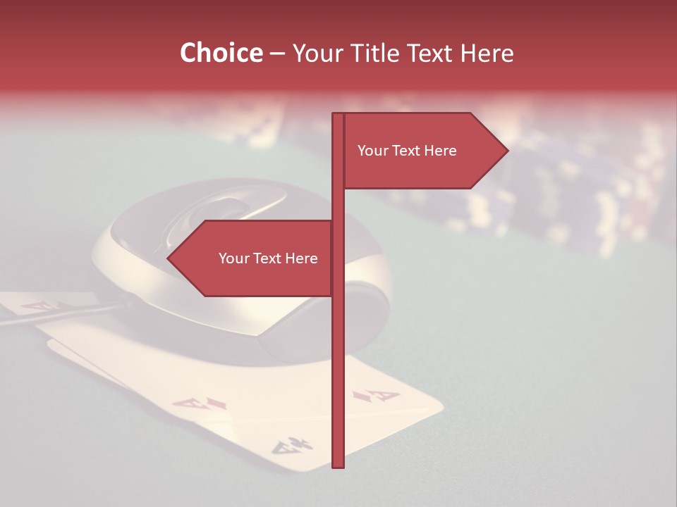 A Computer Mouse Sitting On Top Of A Pile Of Cards PowerPoint Template