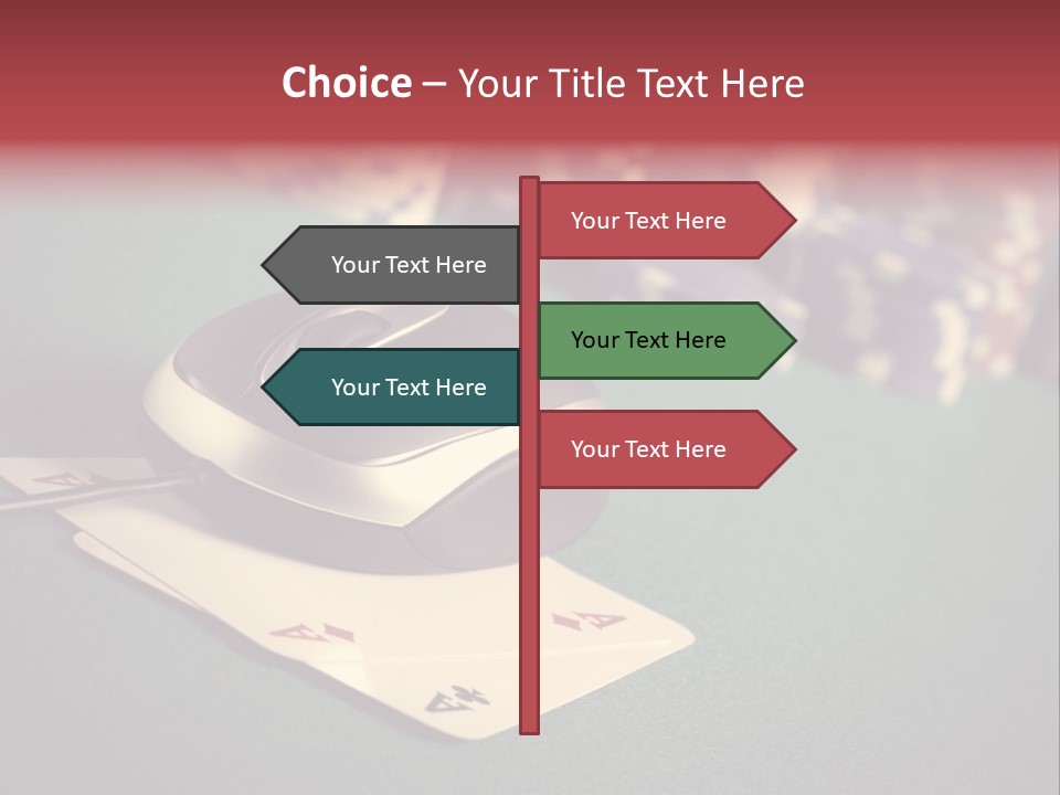 A Computer Mouse Sitting On Top Of A Pile Of Cards PowerPoint Template