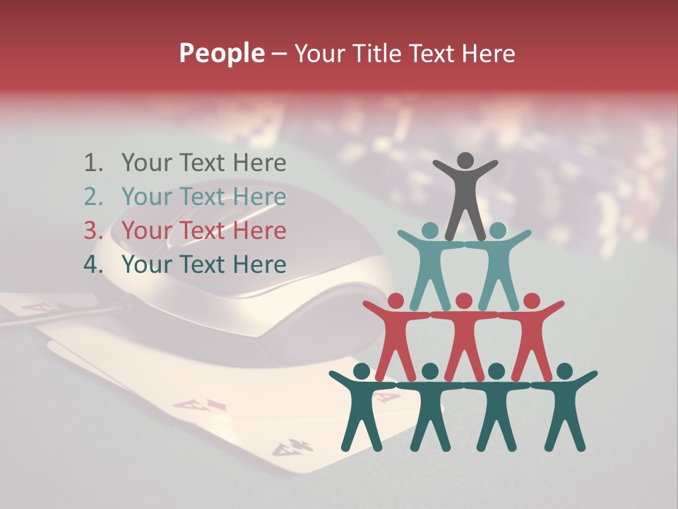 A Computer Mouse Sitting On Top Of A Pile Of Cards PowerPoint Template