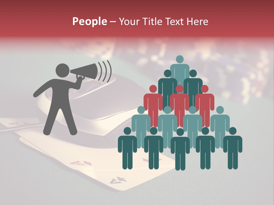 A Computer Mouse Sitting On Top Of A Pile Of Cards PowerPoint Template