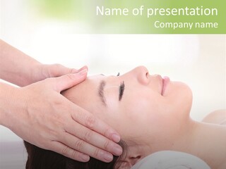 A Woman Getting A Facial Massage From A Professional Massager PowerPoint Template