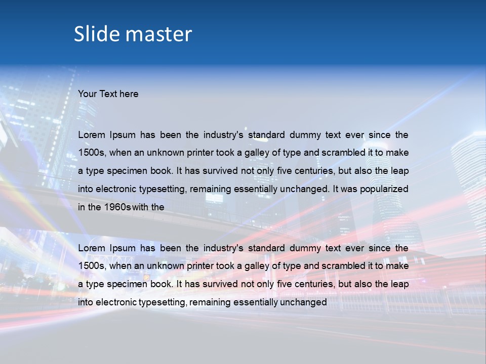 A Picture Of A City At Night With Bright Lights PowerPoint Template