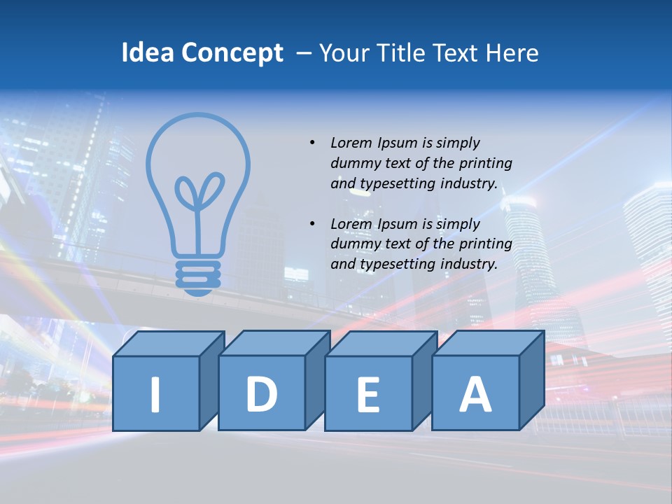 A Picture Of A City At Night With Bright Lights PowerPoint Template