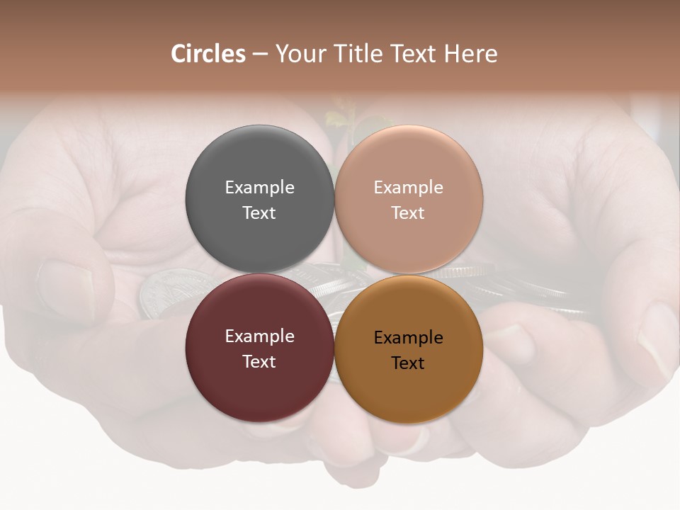 A Person Holding A Plant Growing From A Pile Of Coins PowerPoint Template