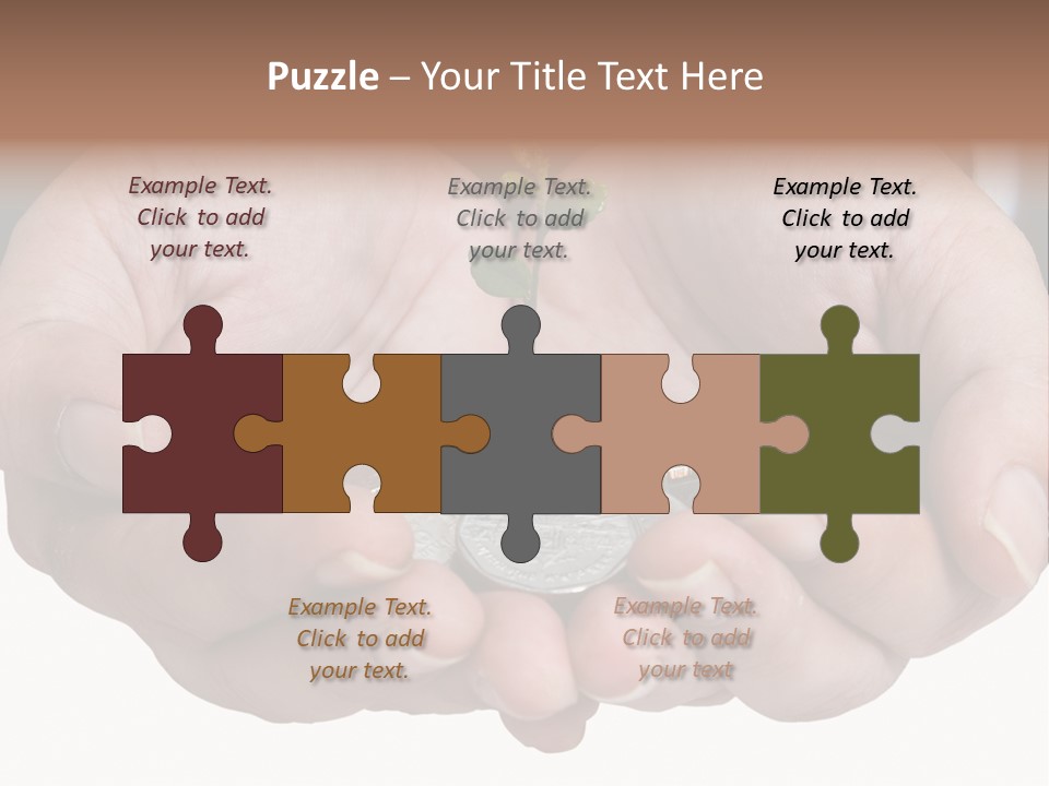 A Person Holding A Plant Growing From A Pile Of Coins PowerPoint Template