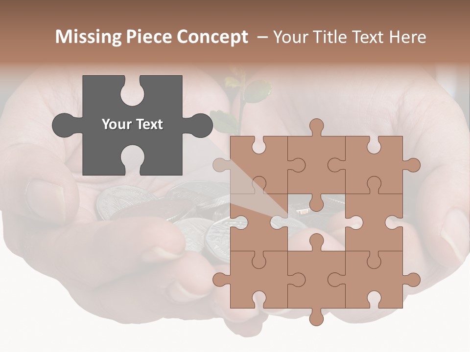 A Person Holding A Plant Growing From A Pile Of Coins PowerPoint Template