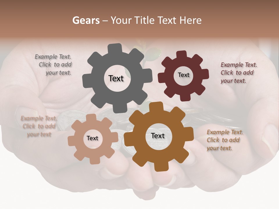 A Person Holding A Plant Growing From A Pile Of Coins PowerPoint Template