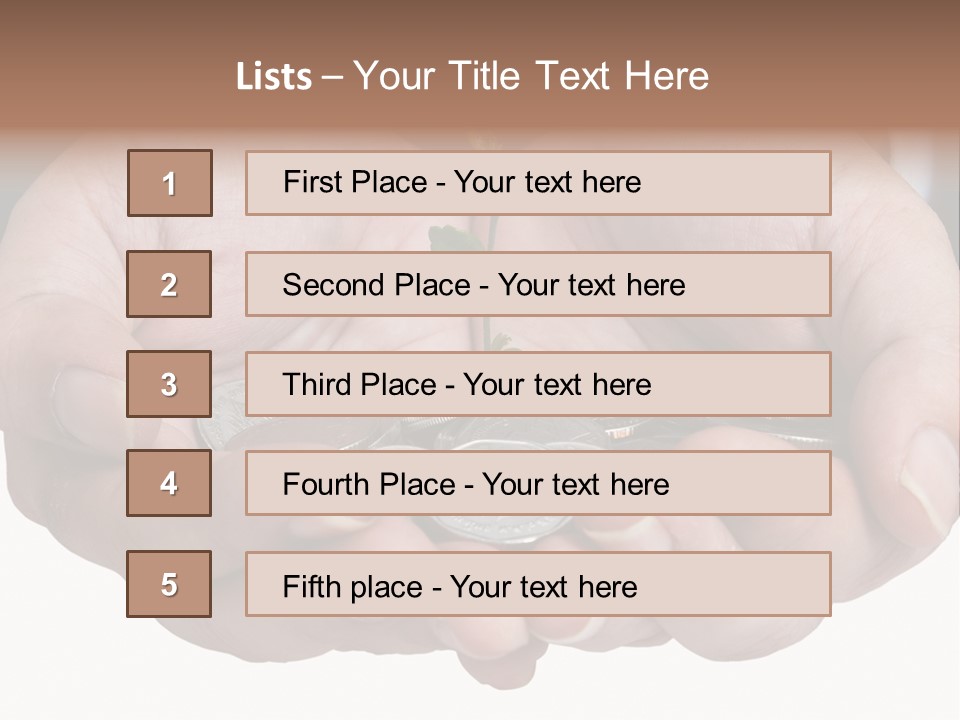 A Person Holding A Plant Growing From A Pile Of Coins PowerPoint Template