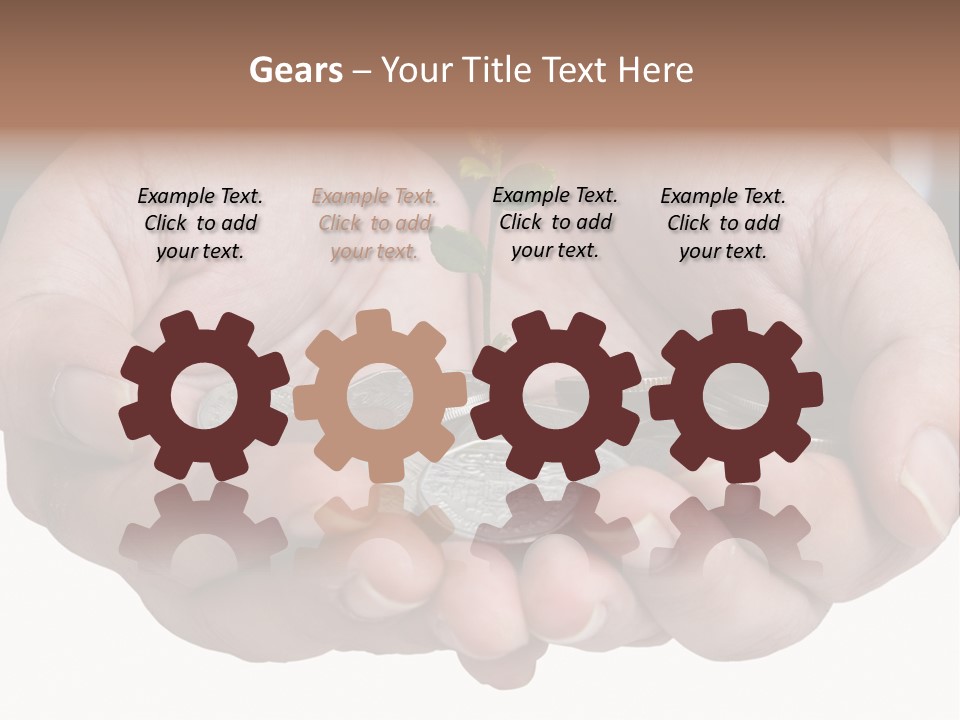 A Person Holding A Plant Growing From A Pile Of Coins PowerPoint Template