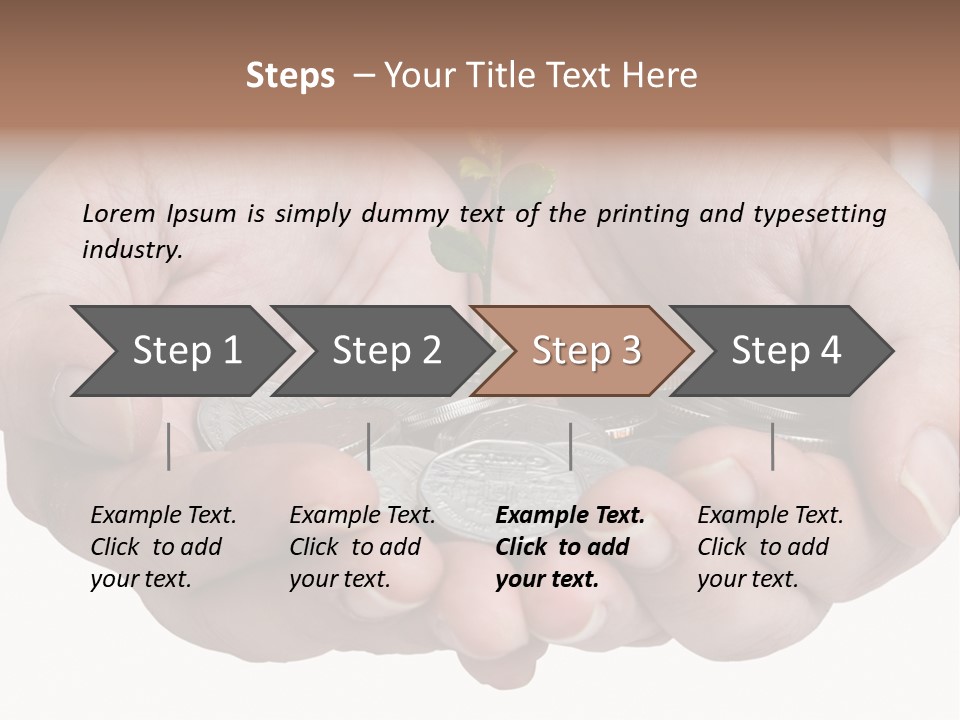 A Person Holding A Plant Growing From A Pile Of Coins PowerPoint Template