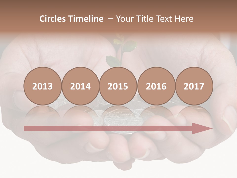 A Person Holding A Plant Growing From A Pile Of Coins PowerPoint Template