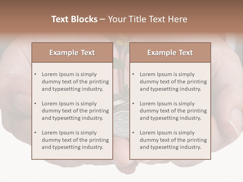 A Person Holding A Plant Growing From A Pile Of Coins PowerPoint Template