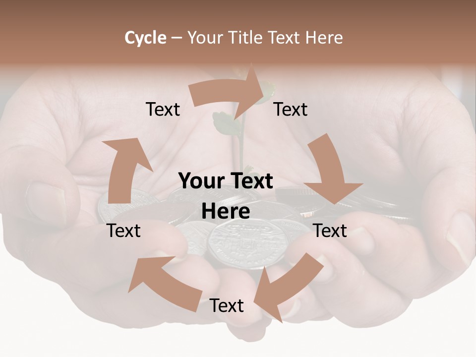 A Person Holding A Plant Growing From A Pile Of Coins PowerPoint Template