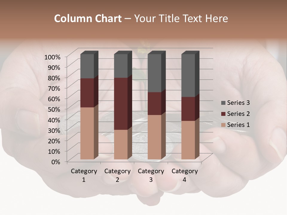A Person Holding A Plant Growing From A Pile Of Coins PowerPoint Template