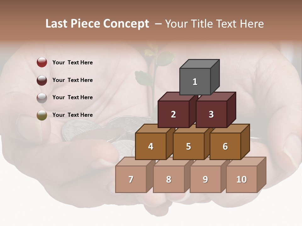 A Person Holding A Plant Growing From A Pile Of Coins PowerPoint Template