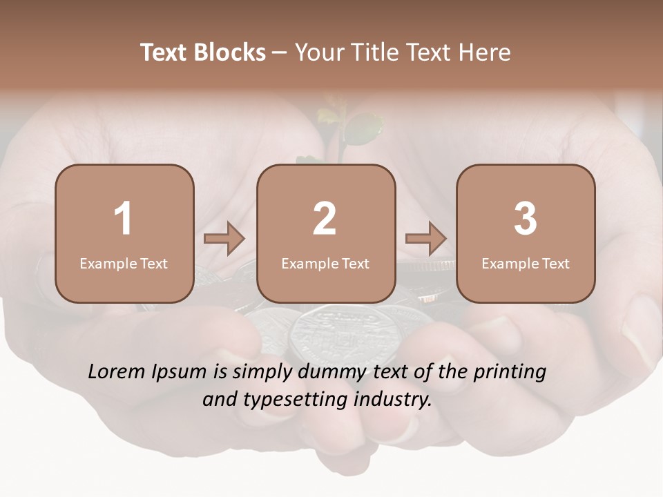 A Person Holding A Plant Growing From A Pile Of Coins PowerPoint Template
