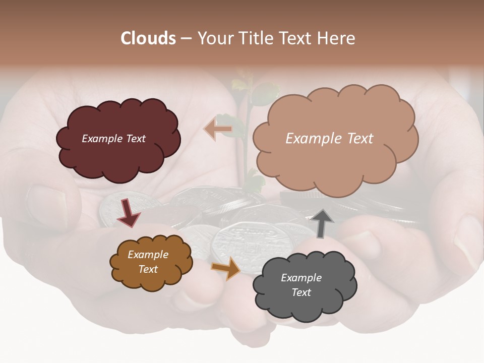 A Person Holding A Plant Growing From A Pile Of Coins PowerPoint Template