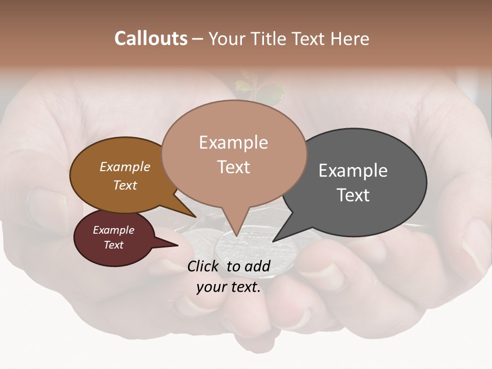 A Person Holding A Plant Growing From A Pile Of Coins PowerPoint Template