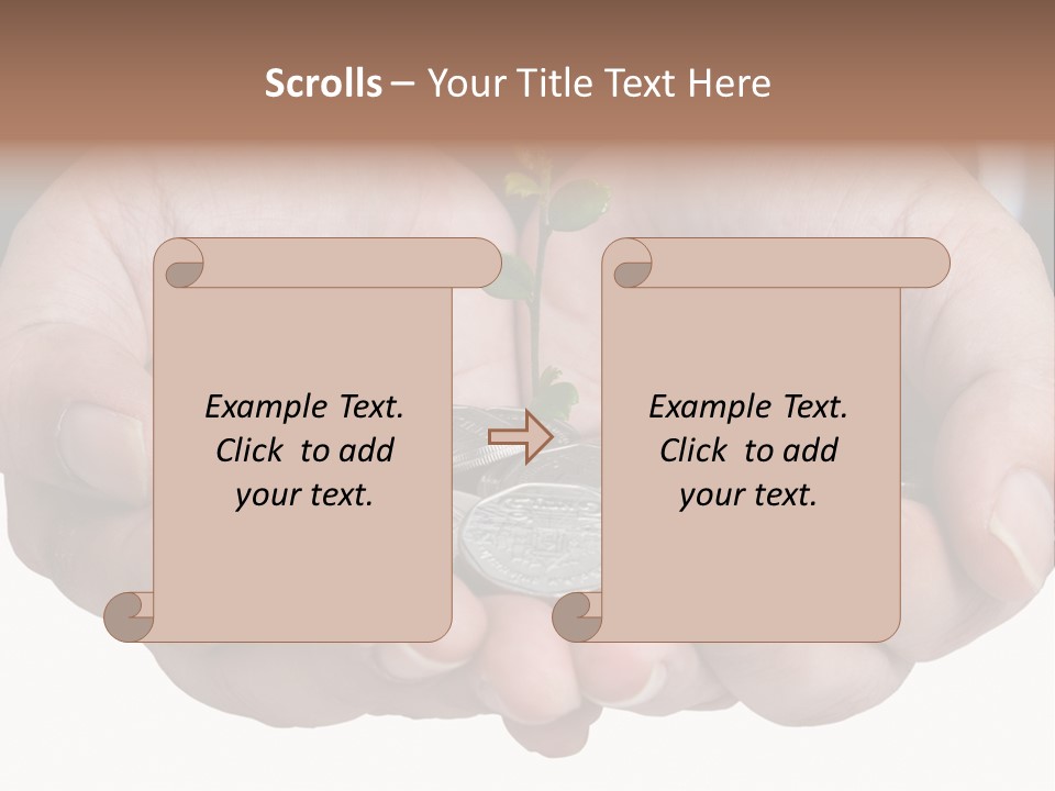 A Person Holding A Plant Growing From A Pile Of Coins PowerPoint Template