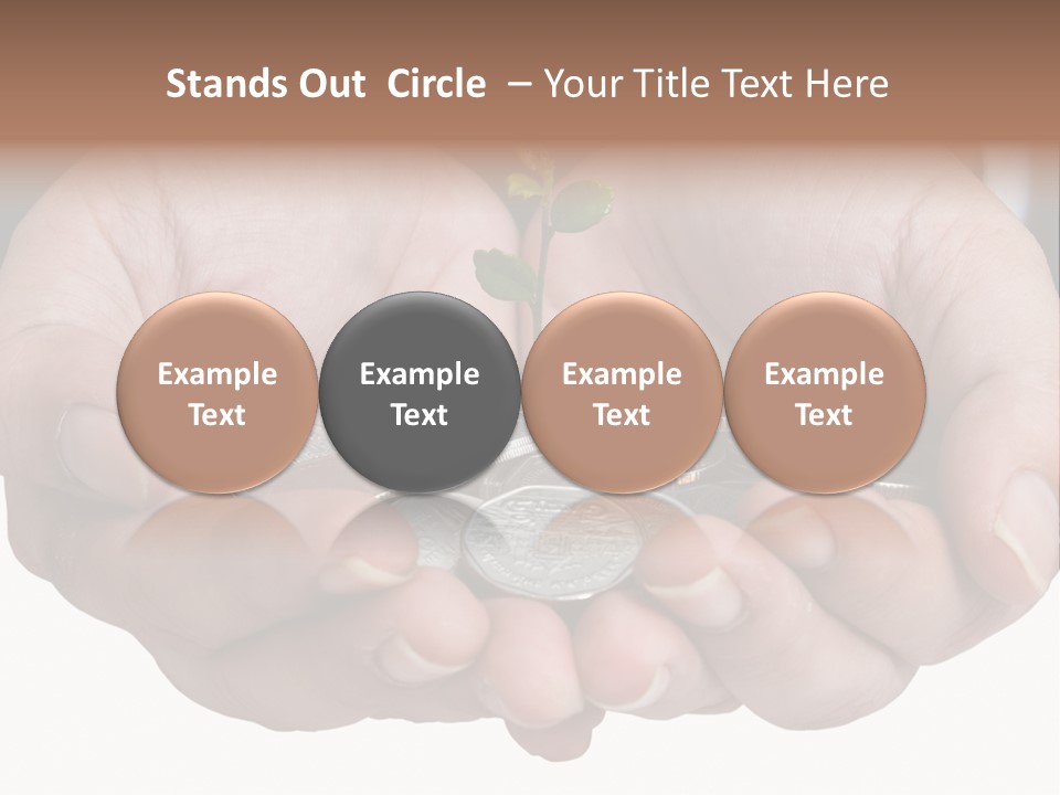 A Person Holding A Plant Growing From A Pile Of Coins PowerPoint Template