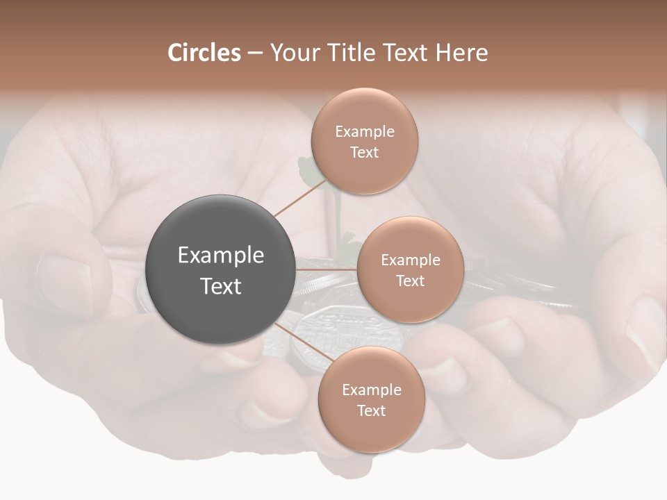 A Person Holding A Plant Growing From A Pile Of Coins PowerPoint Template