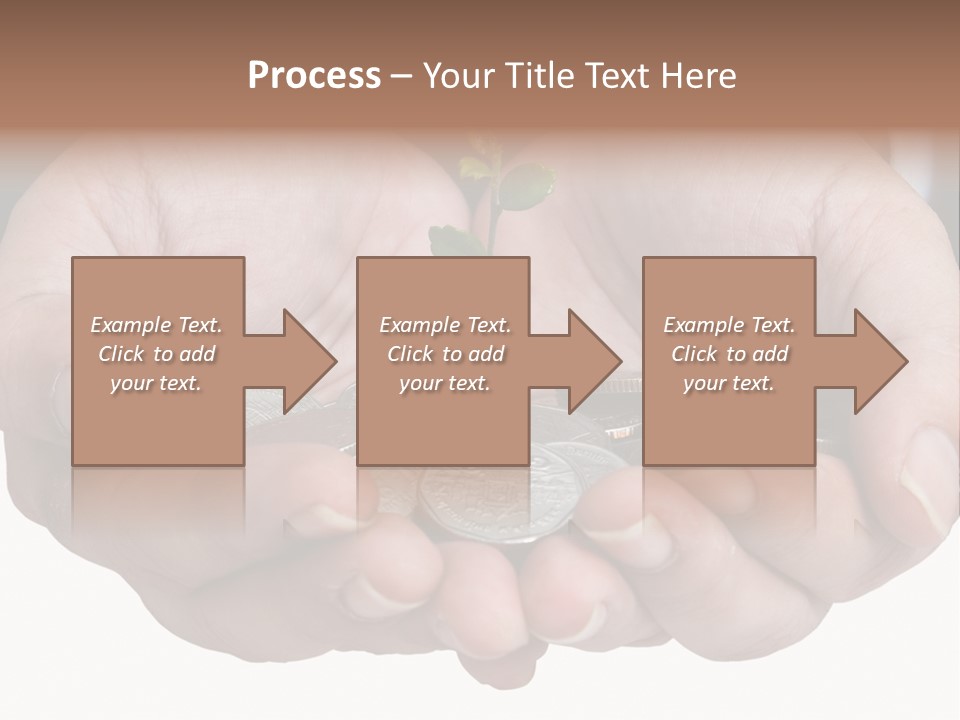 A Person Holding A Plant Growing From A Pile Of Coins PowerPoint Template