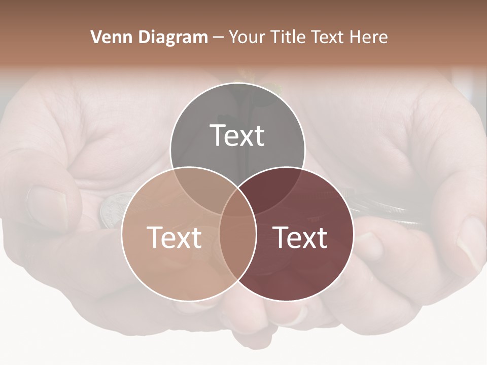 A Person Holding A Plant Growing From A Pile Of Coins PowerPoint Template