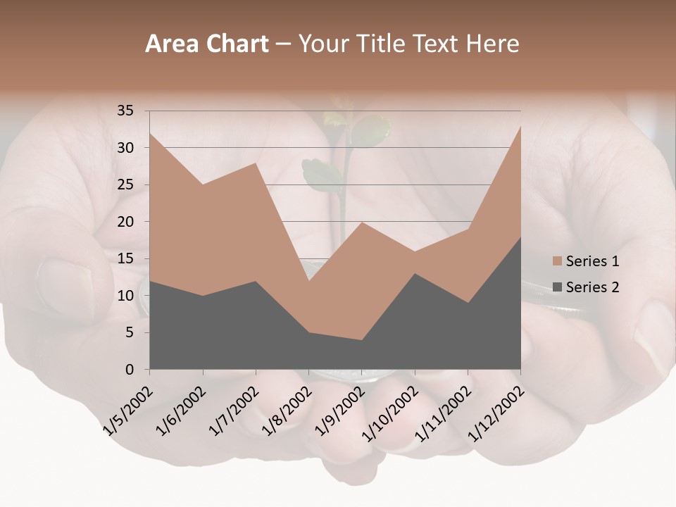 A Person Holding A Plant Growing From A Pile Of Coins PowerPoint Template