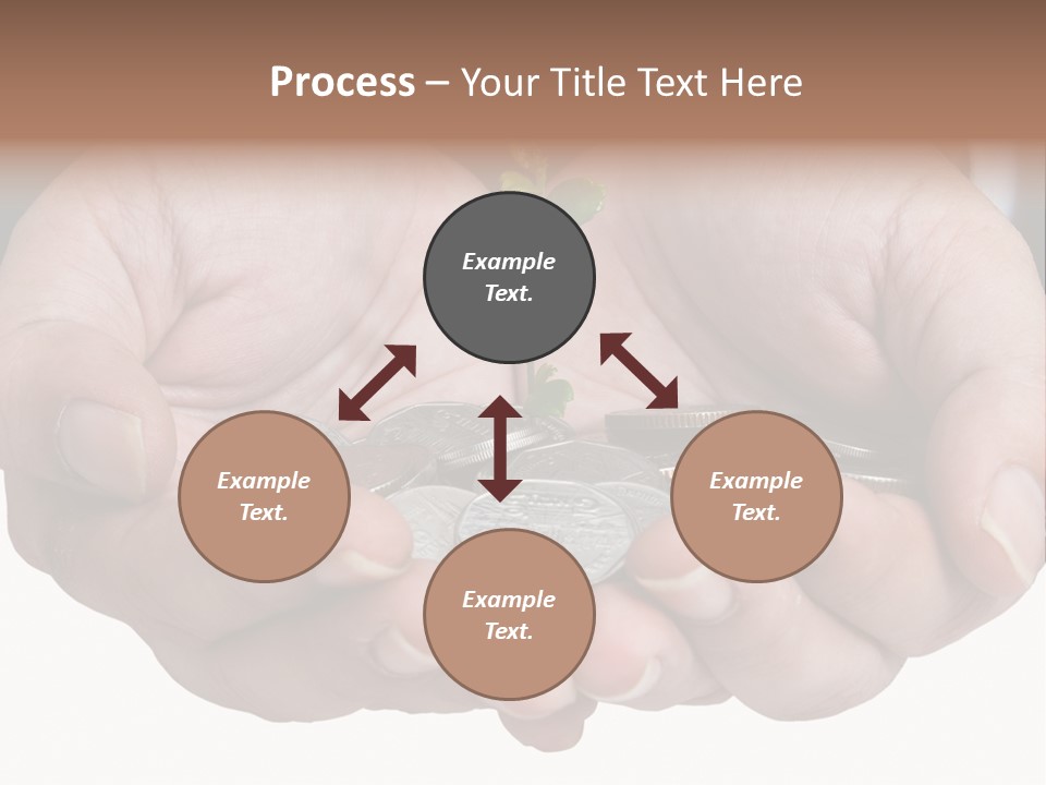 A Person Holding A Plant Growing From A Pile Of Coins PowerPoint Template